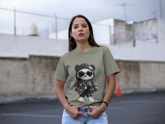 Luna Copia Panda Tee, Hustle Hard Motivation T-Shirt, Unisex Cotton Shirt, Lunar Bear Illustration, Graphic Panda Top