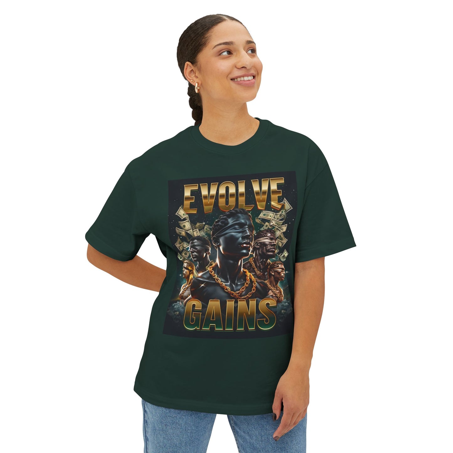 Evolve Gains Unisex Oversized Boxy Tee - Bold Streetwear Style