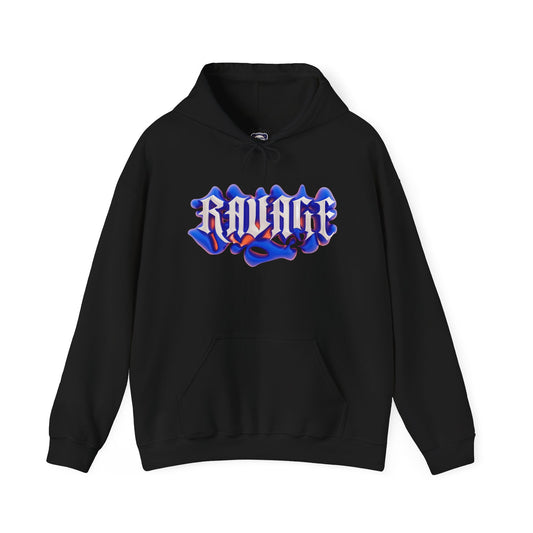 Ravage Life Graphic Hooded Sweatshirt, Streetwear Style Pullover, Casual Outing Wear, Unique Gift for Teens & Adults, Trendy Layering Piece